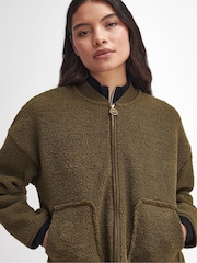 Barbour® International Green Serova Fleece Bomber Jacket - Image 4 of 7