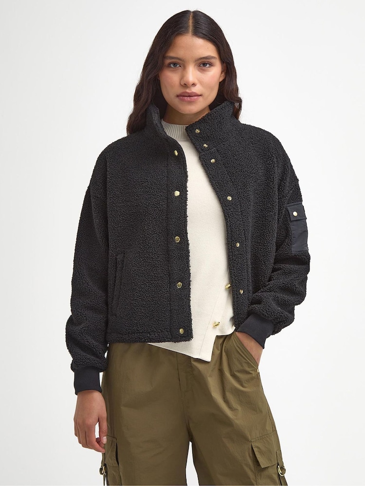Barbour® International Callie Fleece Bomber Black Jacket - Image 1 of 7