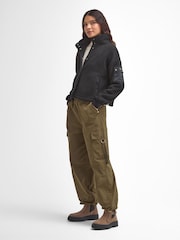Barbour® International Callie Fleece Bomber Black Jacket - Image 3 of 7