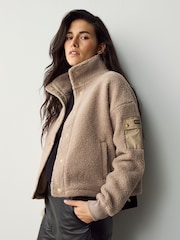 Barbour® International Callie Fleece Bomber Black Jacket - Image 1 of 7