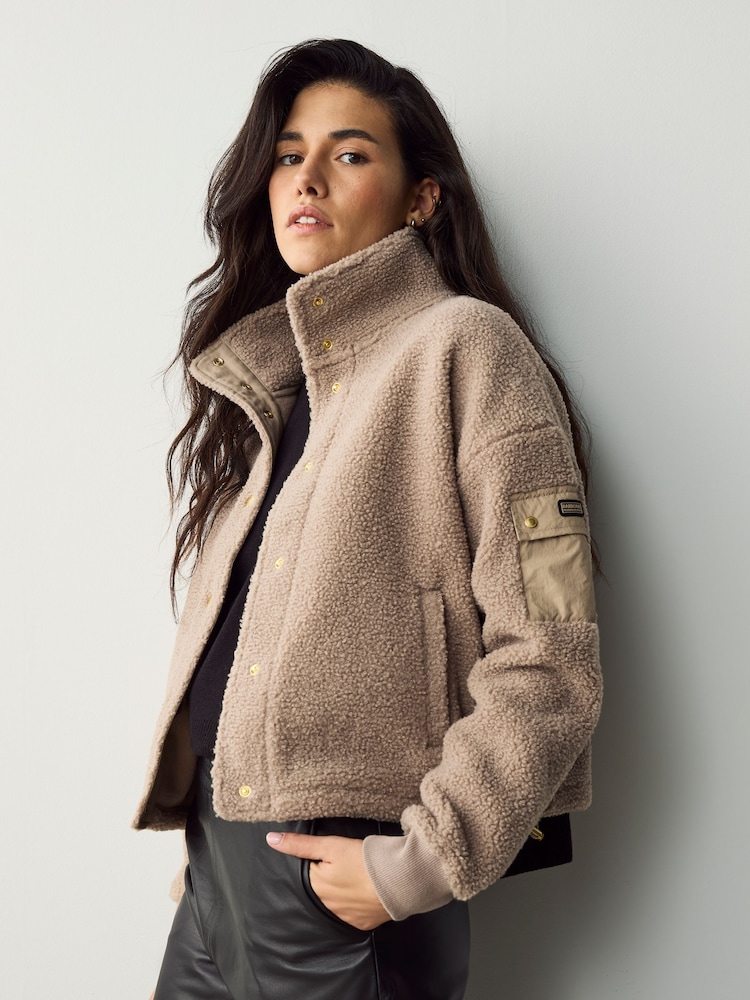 Barbour® International Callie Fleece Bomber Black Jacket - Image 1 of 7 Barbour® International Callie Fleece Bomber Black Jacket - Image 1 of 7