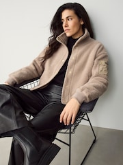 Barbour® International Callie Fleece Bomber Black Jacket - Image 4 of 7