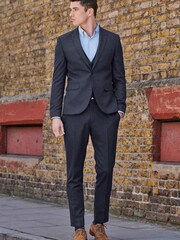Navy Blue Donegal Suit: Waistcoat - Image 1 of 2