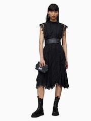 AllSaints Black Lace Freya Dress - Image 1 of 7