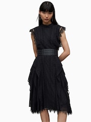 AllSaints Black Lace Freya Dress - Image 2 of 7