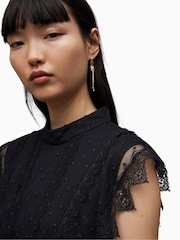 AllSaints Black Lace Freya Dress - Image 3 of 7
