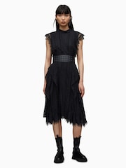 AllSaints Black Lace Freya Dress - Image 4 of 7