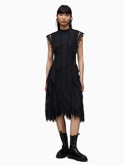 AllSaints Black Lace Freya Dress - Image 5 of 7
