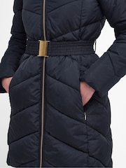 Barbour® International East Moor Longline Chevron Quilt Black Jacket - Image 10 of 13