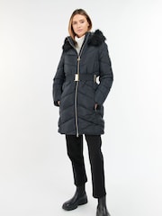 Barbour® International East Moor Longline Chevron Quilt Black Jacket - Image 4 of 13