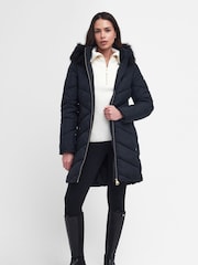 Barbour® International East Moor Longline Chevron Quilt Black Jacket - Image 5 of 13