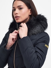 Barbour® International East Moor Longline Chevron Quilt Black Jacket - Image 7 of 13