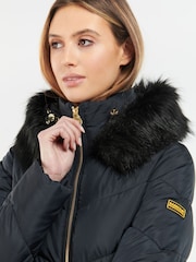 Barbour® International East Moor Longline Chevron Quilt Black Jacket - Image 8 of 13