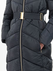 Barbour® International East Moor Longline Chevron Quilt Black Jacket - Image 9 of 13