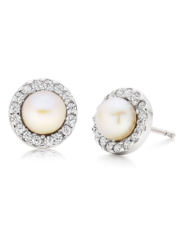 Beaverbrooks Freshwater Cultured Pearl And Cubic Zirconia Earrings - Image 1 of 4 Beaverbrooks Freshwater Cultured Pearl And Cubic Zirconia Earrings - Image 1 of 4