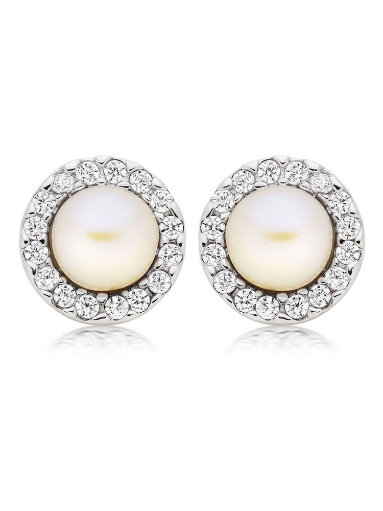 Beaverbrooks Freshwater Cultured Pearl And Cubic Zirconia Earrings - Image 2 of 4 Beaverbrooks Freshwater Cultured Pearl And Cubic Zirconia Earrings - Image 2 of 4
