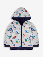 JoJo Maman Bébé Navy Blue Rocket Appliqué Reversible Hoodie - Image 3 of 7