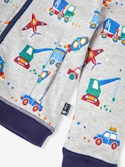 JoJo Maman Bébé Navy Blue Rocket Appliqué Reversible Hoodie - Image 6 of 7