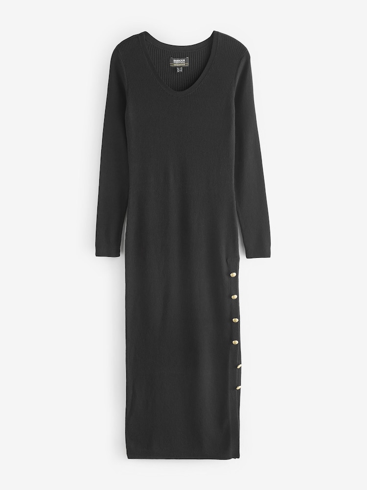 Barbour® International Laia Knitted Midi Black Dress - Image 7 of 7