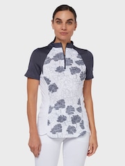 Callaway Apparel Ladies White Texture Floral Polo Shirt - Image 1 of 6