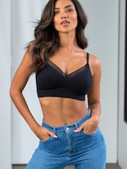 Pour Moi Black Love to Lounge Cotton Non Wired Bra - Image 3 of 4