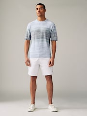 Blue Regular Space Dye Knitted Crew Neck T-Shirt - Image 3 of 7