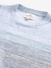 Blue Regular Space Dye Knitted Crew Neck T-Shirt - Image 6 of 7