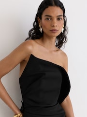 Reiss Black Dasha Structured Strapless Midi Dress - Image 4 of 7