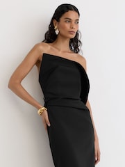 Reiss Black Dasha Structured Strapless Midi Dress - Image 5 of 7