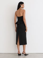 Reiss Black Dasha Structured Strapless Midi Dress - Image 6 of 7