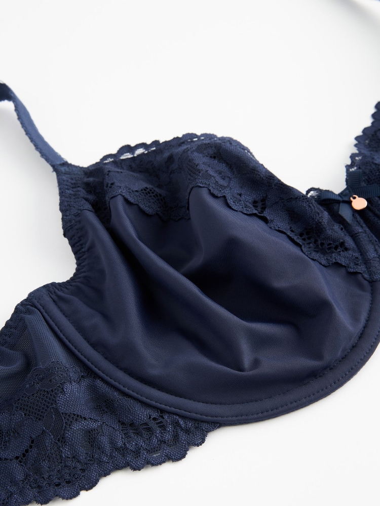 Navy Blue DD+ Minimiser Full Cup Bra - Image 5 of 5