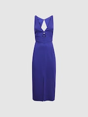 Reiss Purple Pia Petite Bodycon Cut-Out Midi Dress - Image 2 of 5