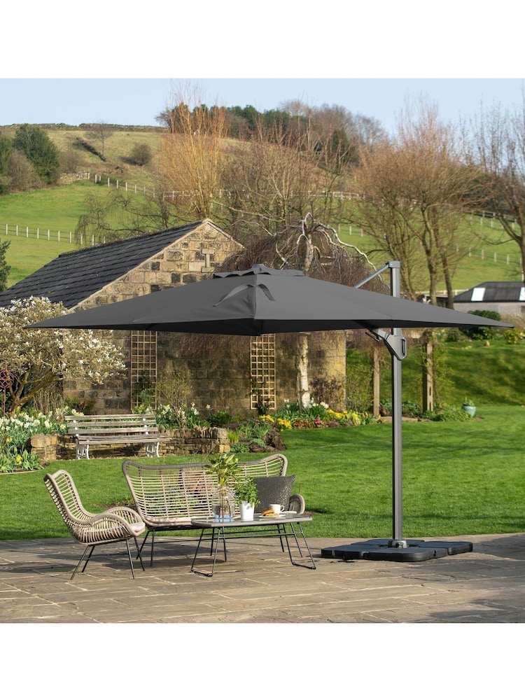 Pacific Grey Taupe Garden Challenger T2 3.5 x 2.6m Oblong Anthracite Parasol - Image 1 of 7