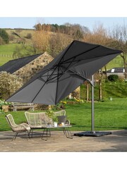 Pacific Grey Taupe Garden Challenger T2 3.5 x 2.6m Oblong Anthracite Parasol - Image 4 of 7