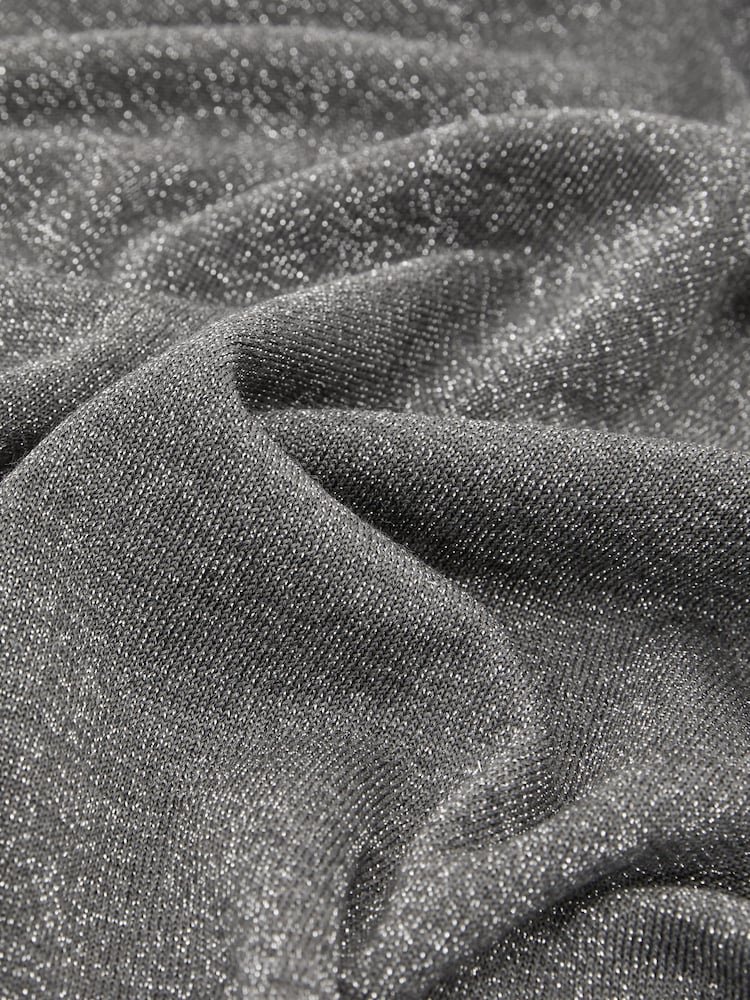 Reiss Silver Grey Pammy Wool-Blend Metallic-Knit V-Neck Jumper - Image 6 of 6
