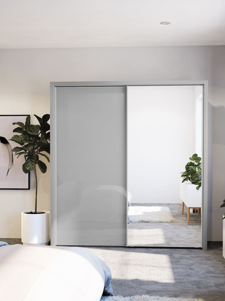 Wiemann Grey Peyton Glass and Mirror Sliding 2.1m Sliding Semi Fitted Wardrobe - Image 1 of 6