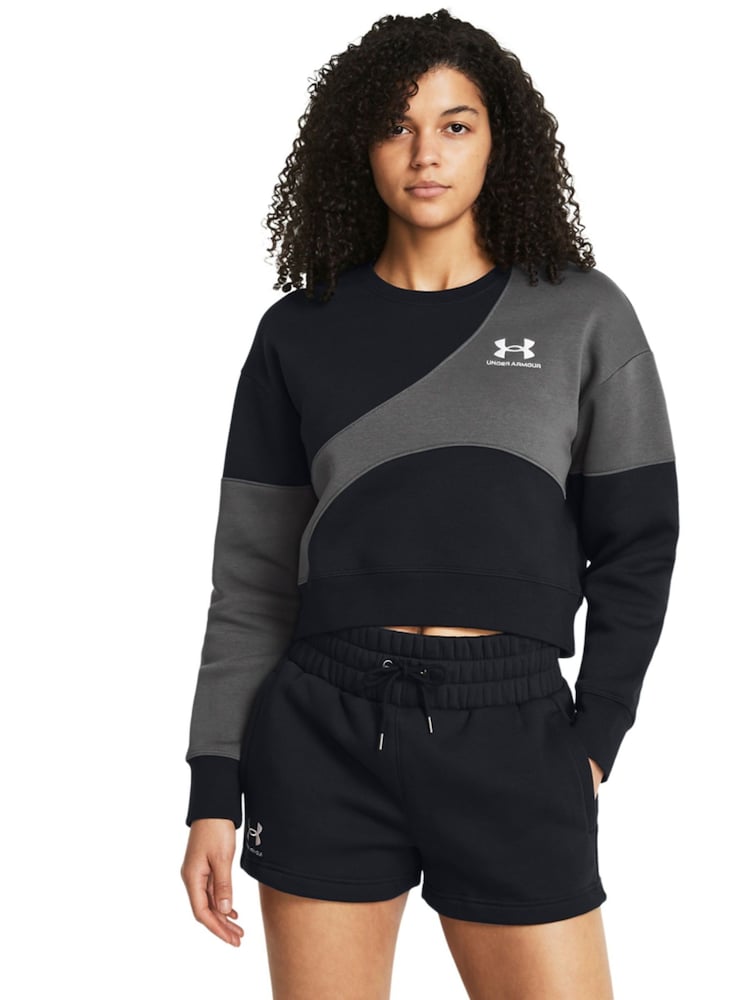 Under Armour Black Essential Fleece Crop Crew Sweatshirt - Image 1 of 5