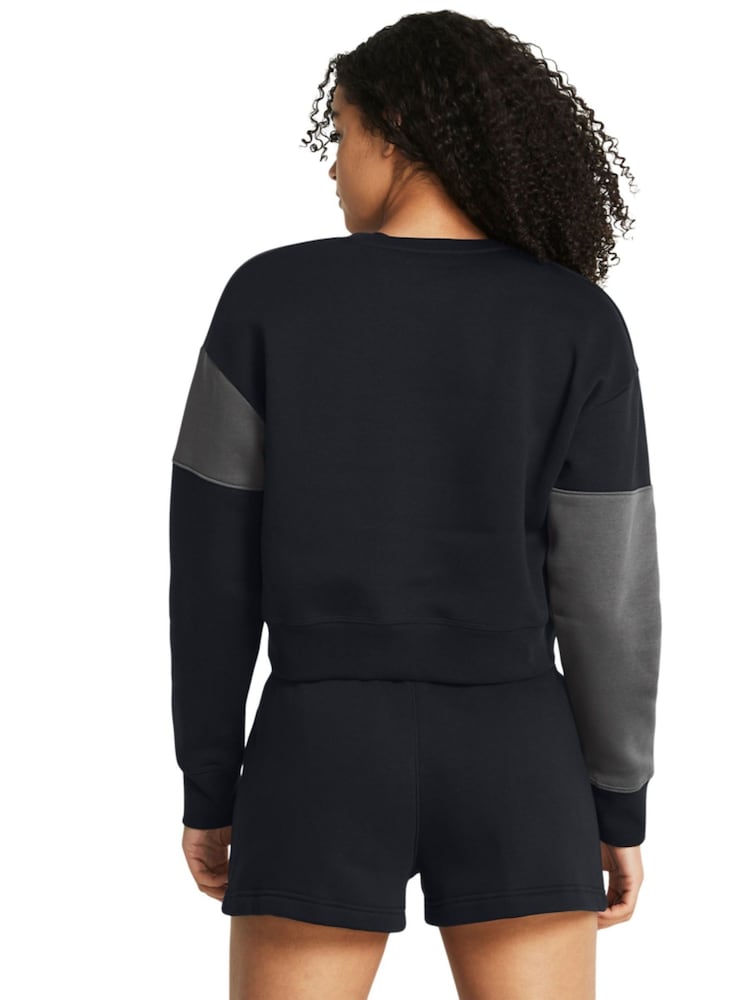 Under Armour Black Essential Fleece Crop Crew Sweatshirt - Image 2 of 5