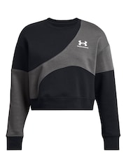 Under Armour Black Essential Fleece Crop Crew Sweatshirt - Image 4 of 5