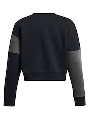 Under Armour Black Essential Fleece Crop Crew Sweatshirt - Image 5 of 5