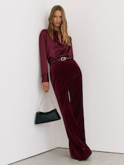 Reiss Red Ameira Silk-Satin Concealed-Placket Shirt - Image 3 of 6