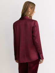 Reiss Red Ameira Silk-Satin Concealed-Placket Shirt - Image 5 of 6