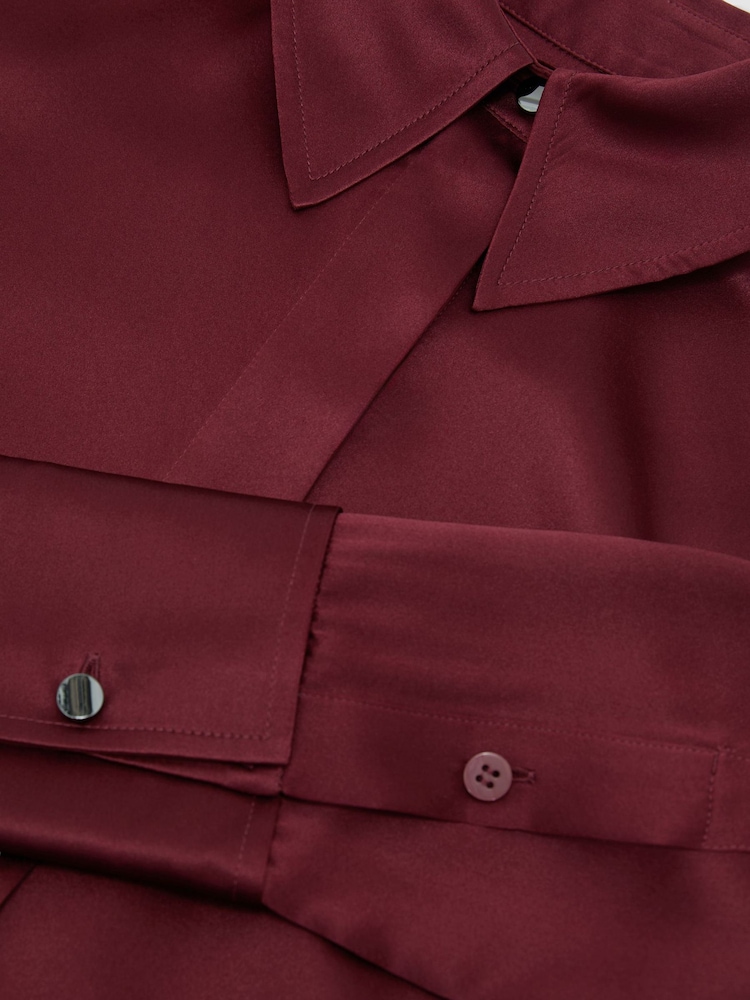 Reiss Red Ameira Silk-Satin Concealed-Placket Shirt - Image 6 of 6