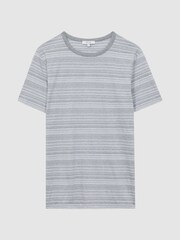 Reiss Grey/White Vega Cotton Striped Crew Neck T-Shirt - Image 2 of 4