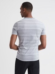 Reiss Grey/White Vega Cotton Striped Crew Neck T-Shirt - Image 4 of 4