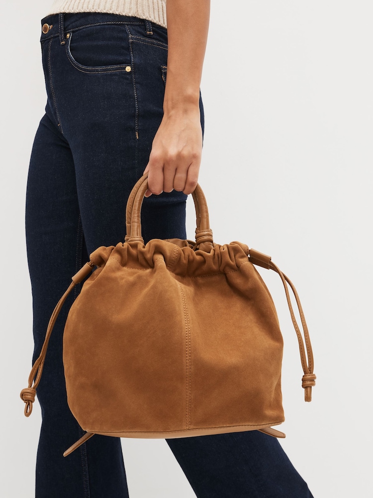 Tan Brown Leather Suede Mix Backpack - Image 1 of 10