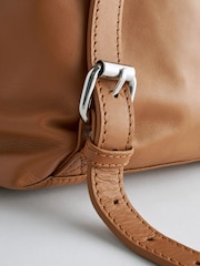 Tan Brown Leather Suede Mix Backpack - Image 10 of 10