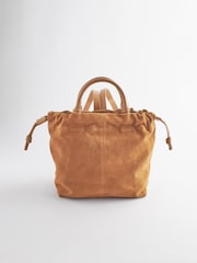 Tan Brown Leather Suede Mix Backpack - Image 5 of 10