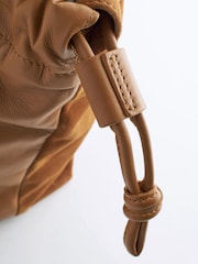 Tan Brown Leather Suede Mix Backpack - Image 8 of 10