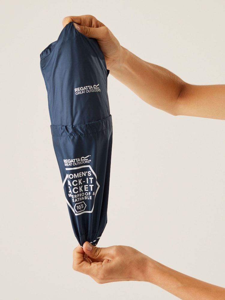 Granatowy - Regatta Womens Waterproof Pack It Jacket III - Image 7 of 10